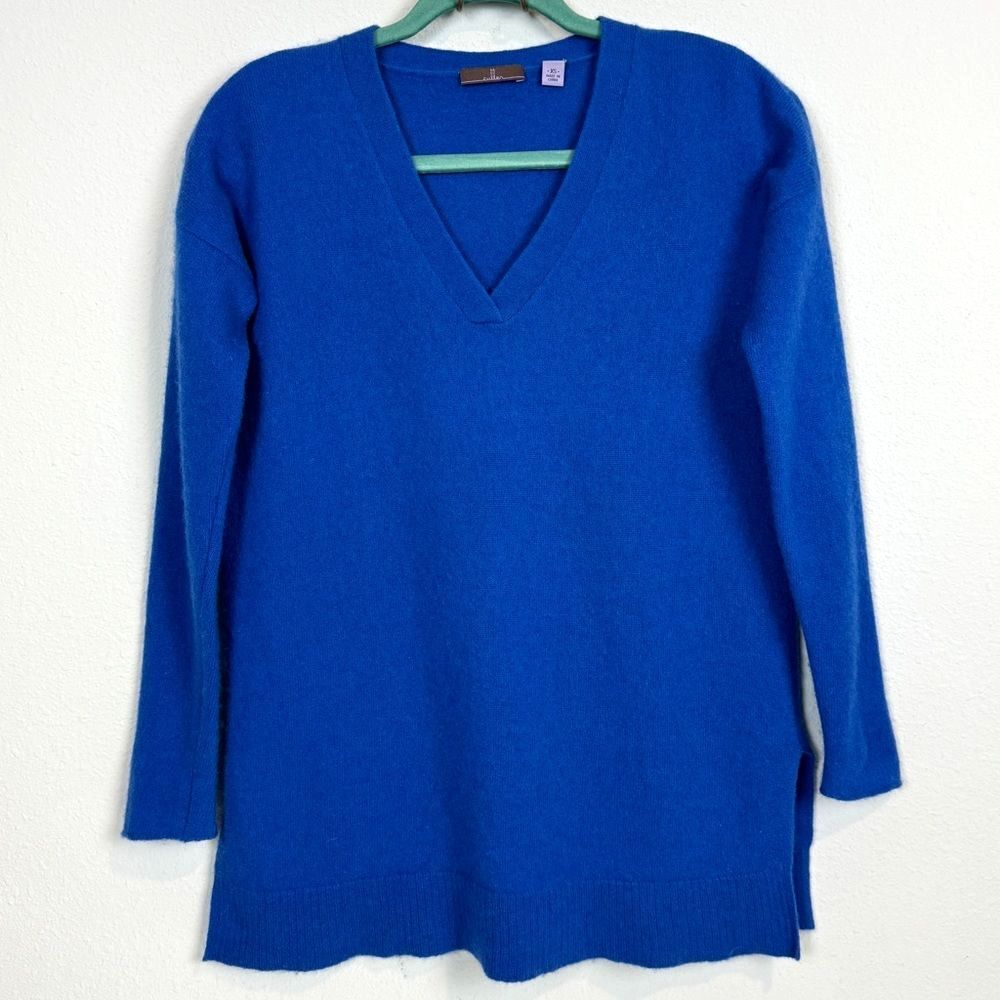 Cullen Cashmere V-neck Blue Tunic Sweater XS